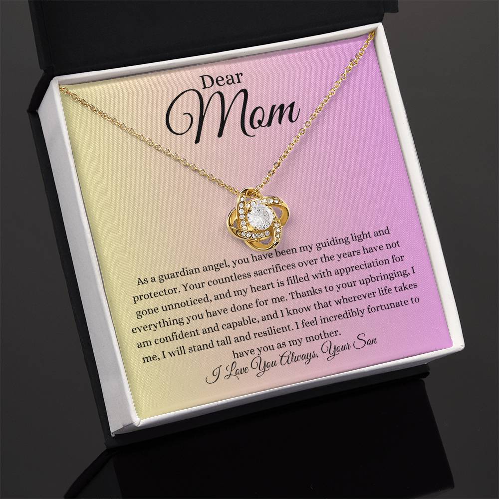 Guardian Angel Love Knot Necklace for Mom from Son