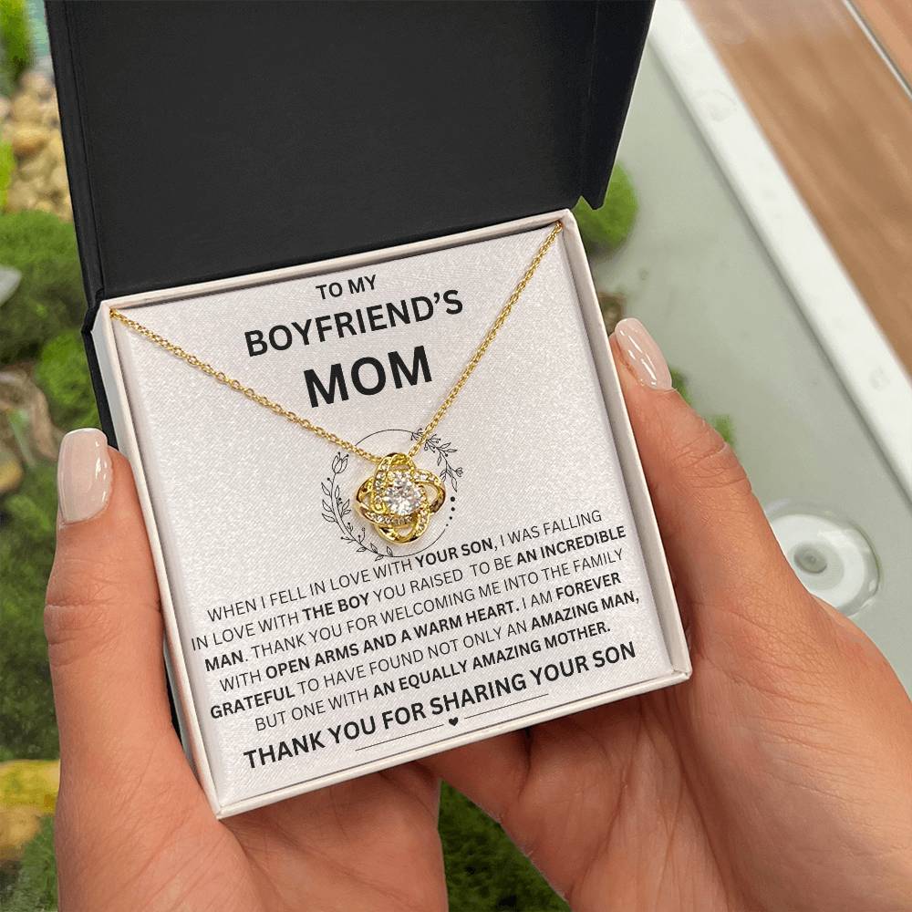 Love Knot Necklace for Boyfriend's Mom - Grateful Heart Gift in 18k gold in a soft touch gift box - Any Gift For You