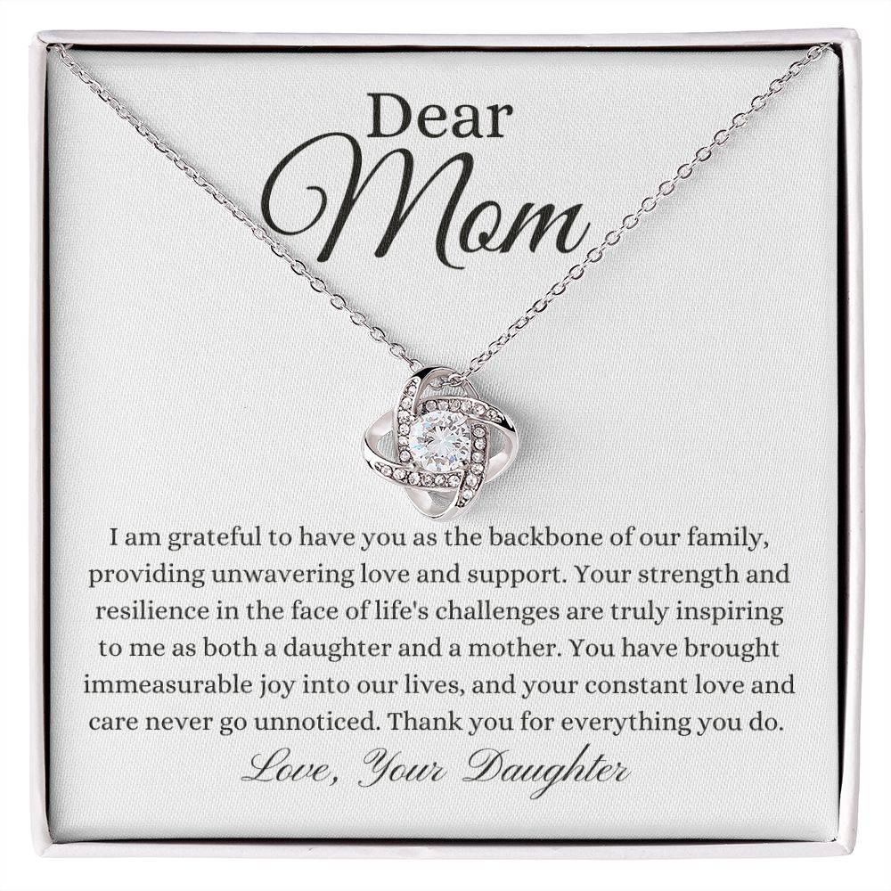 To Mom or Bonus Mom | Love Knot Necklace | From Daughter - Any Gift For You