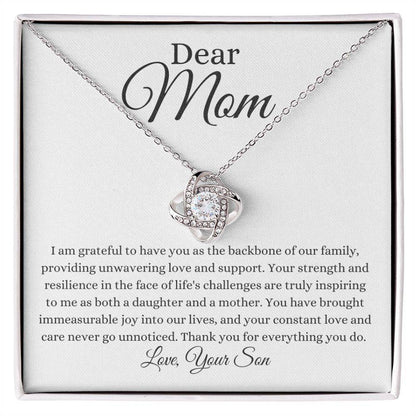 To Mom or Bonus Mom | Love Knot Necklace | From Son - Any Gift For You