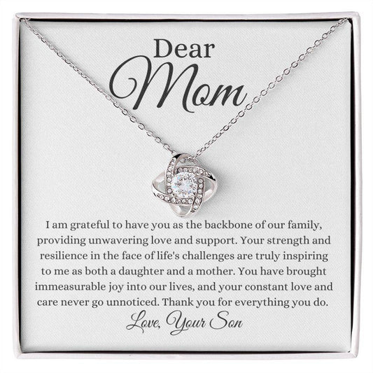 To Mom or Bonus Mom | Love Knot Necklace | From Son - Any Gift For You