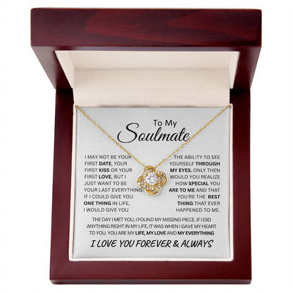 Beautiful Love Knot Necklace in 18K gold over stainless steel. The Love Knot represents an unbreakable bond between two souls. This piece features a beautiful pendant embellished with premium cubic zirconia crystals. Surprise your loved one with this gorgeous gift today!