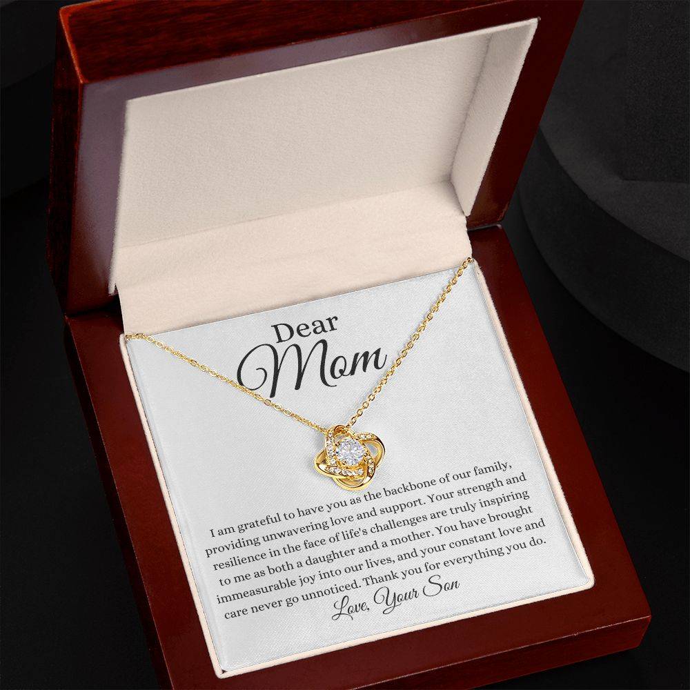 To Mom or Bonus Mom | Love Knot Necklace | From Son - Any Gift For You