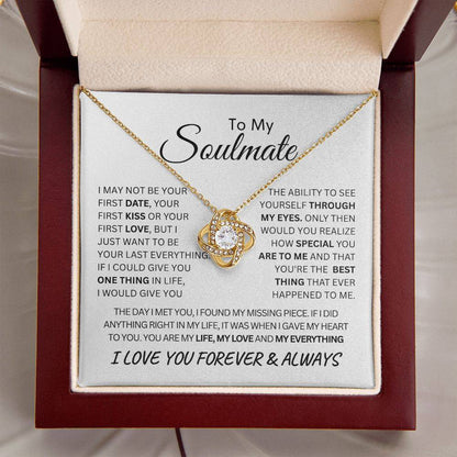 Beautiful Love Knot Necklace in 18K gold over stainless steel. The Love Knot represents an unbreakable bond between two souls. This piece features a beautiful pendant embellished with premium cubic zirconia crystals. Surprise your loved one with this gorgeous gift today!