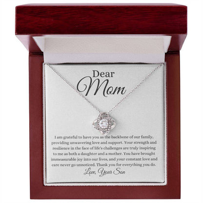 To Mom or Bonus Mom | Love Knot Necklace | From Son - Any Gift For You