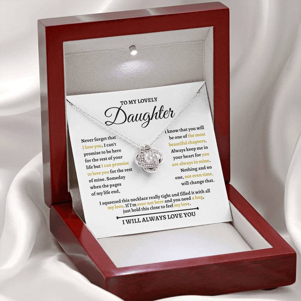 Beautiful Love Knot Necklace in 14K white gold over stainless steel. The Love Knot represents an unbreakable bond between two souls. This piece features a beautiful pendant embellished with premium cubic zirconia crystals. Surprise your loved one with this gorgeous gift today!