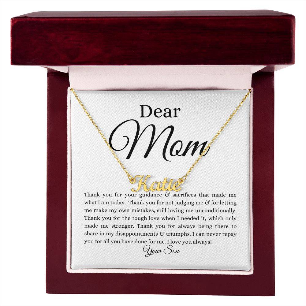 To Mom | Name Necklace (Horizontal) | From Son - Any Gift For You