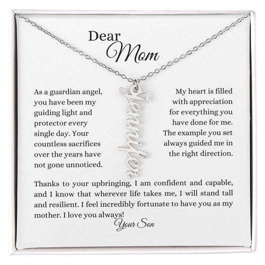 To Mom | Name Necklace (Vertical) | From Son - Any Gift For You