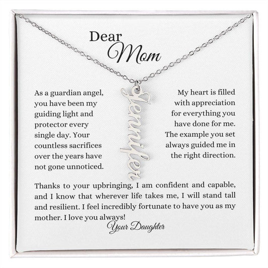 To Mom | Name Necklace (Vertical) | From Daughter - Any Gift For You