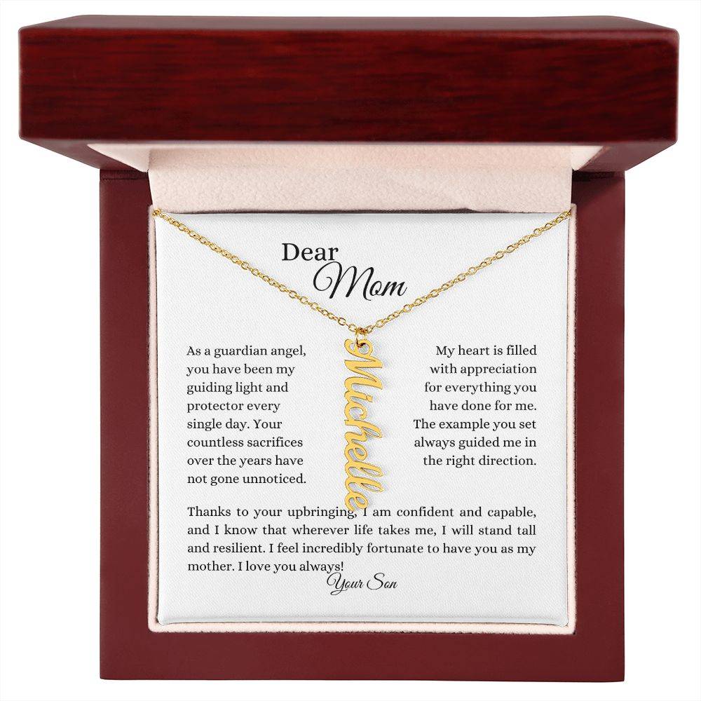 To Mom | Name Necklace (Vertical) | From Son - Any Gift For You