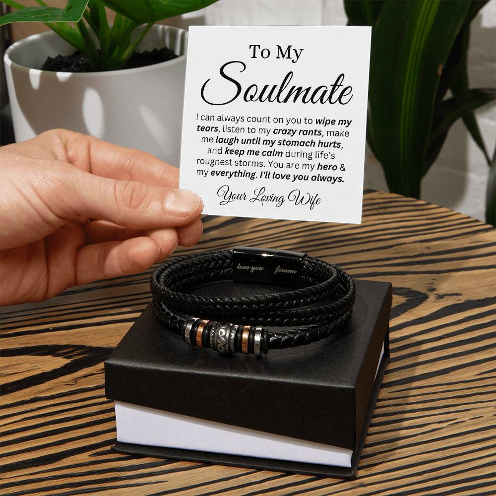 Soulmate Love you Forever Bracelet from Wife in a soft touch box - Any Gift For You