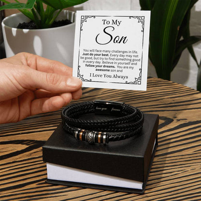 To My Son, Follow Your Dreams - Leather Bracelet