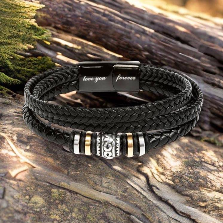 Stepped Up Dad | Leather Bracelet | Fishing - Any Gift For You