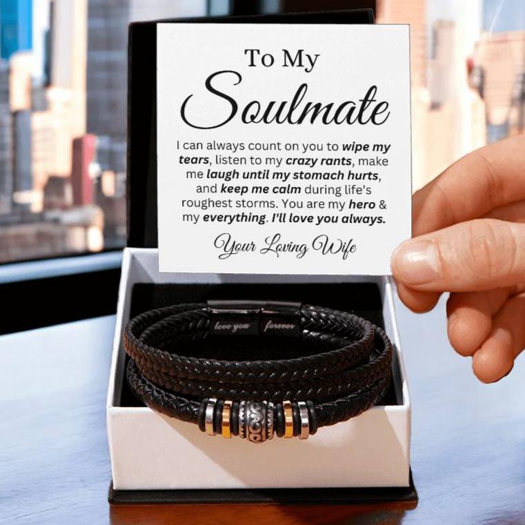 Soulmate Love you Forever Bracelet from Wife in a soft touch box - Any Gift For You