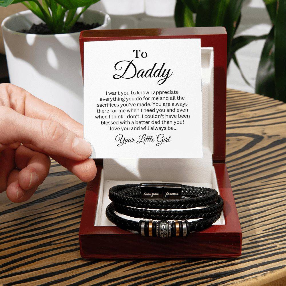 To Daddy | Leather Bracelet | From Little Girl - Any Gift For You