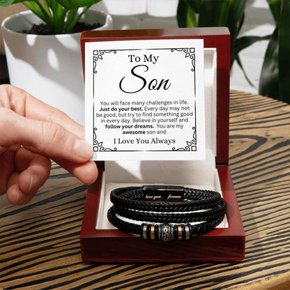 To My Son, Follow Your Dreams - Leather Bracelet