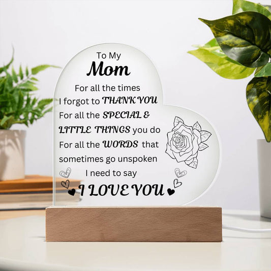 To Mom for the Special Little Things Heart Acrylic Plaque