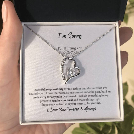 I'm Sorry Forever Love Necklace with 14k white gold finish in an oreo box - Any Gift For You
