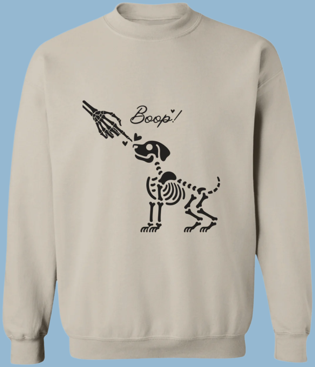 Boop Skeleton Dog sweatshirt in sand with black image - Any Gift For You