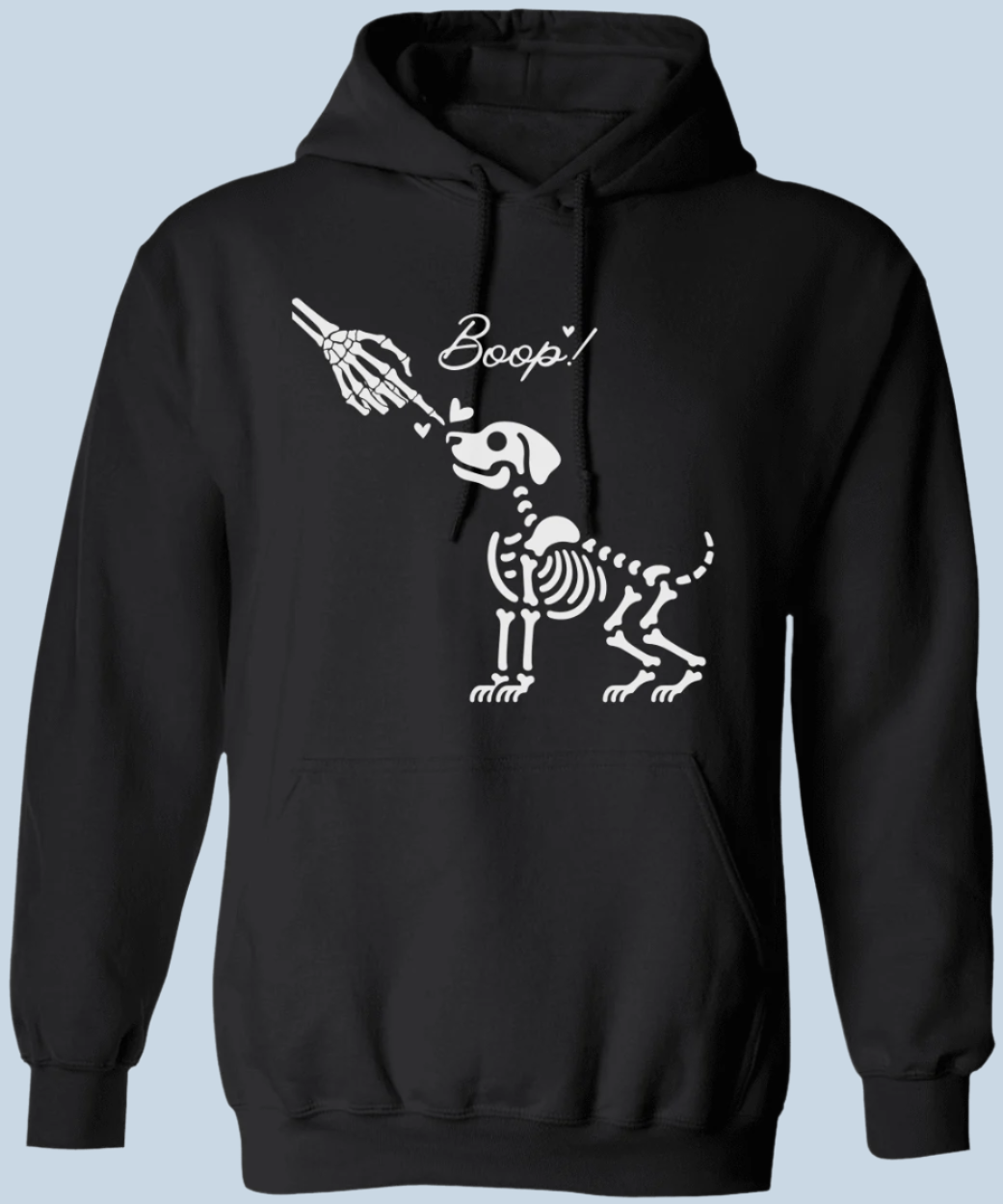 Boop Skeleton Dog Hoodie in black with white image - Any Gift For You