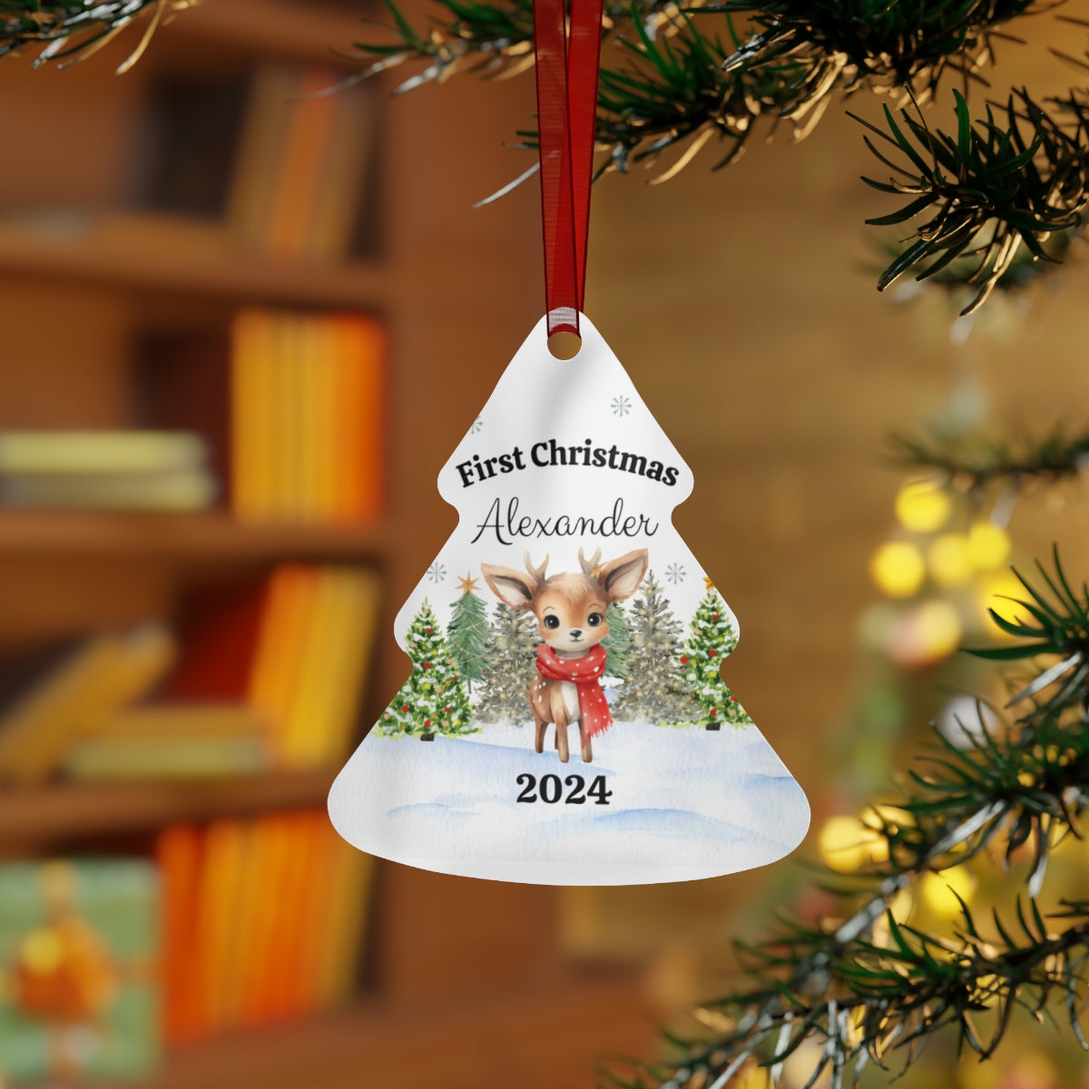 Personalized First Christmas Deer Ornament