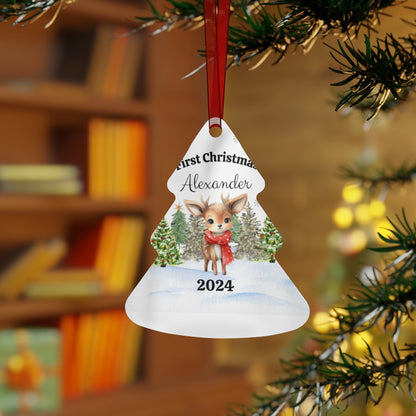 Personalized First Christmas Deer Ornament