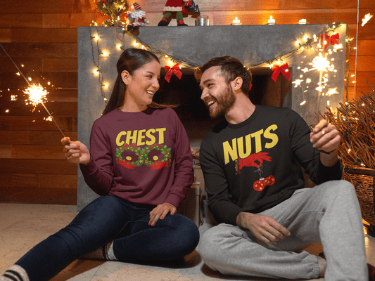 Chest Nuts Couples Funny Matching Ugly Sweaters - AnyGiftForYou