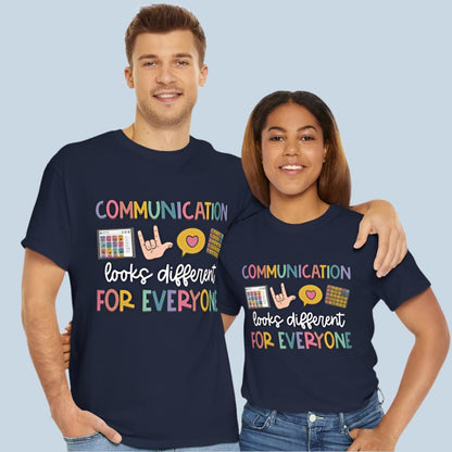 Communication short sleeve T-shirt with short sleeves in navy - Any Gift For You